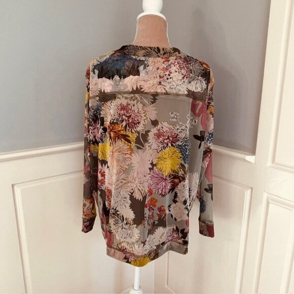 John Mark Plus Size Floral Zip Up Lightweight Mesh Jacket 2X - Picture 6 of 10